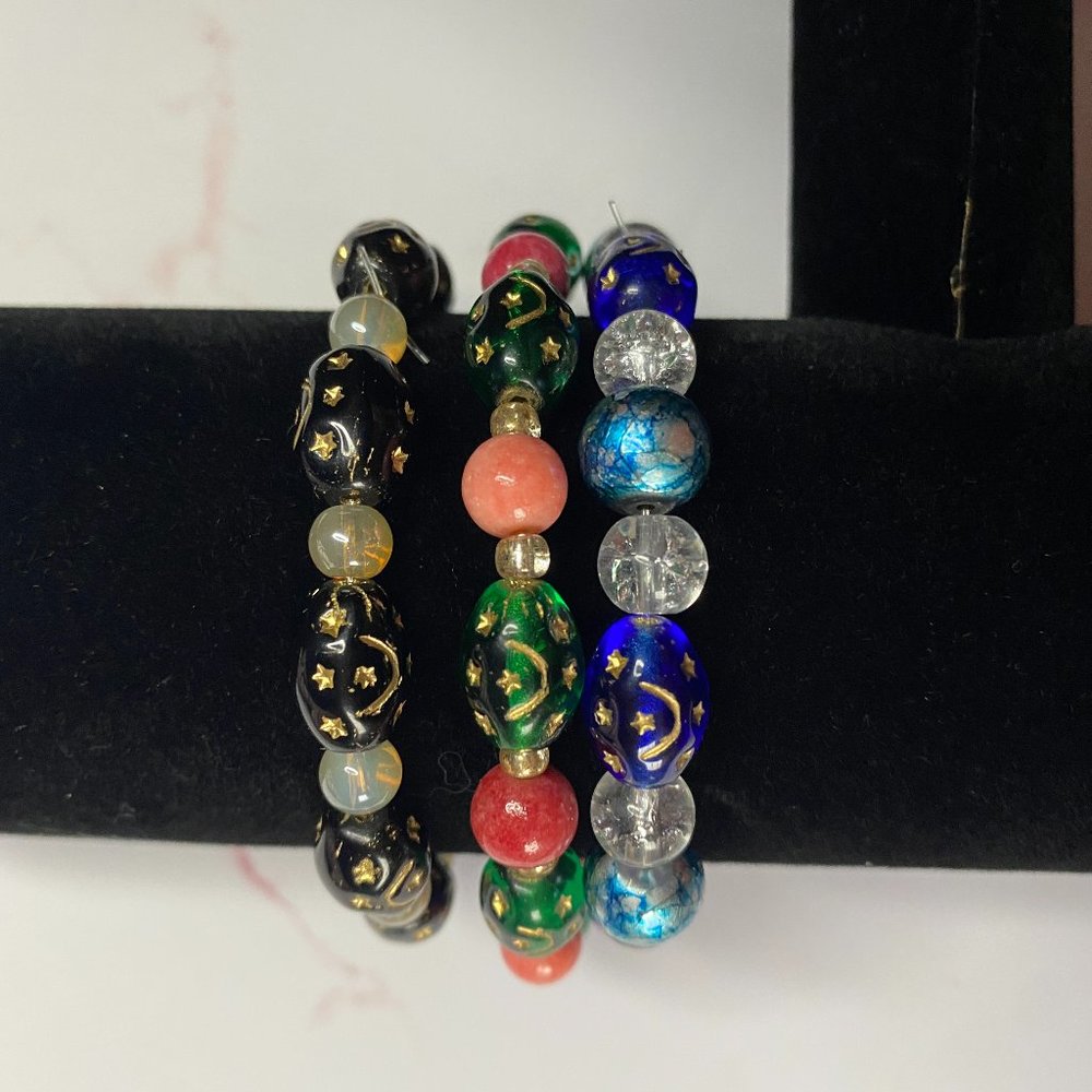 Set of Three Moon Bracelets
